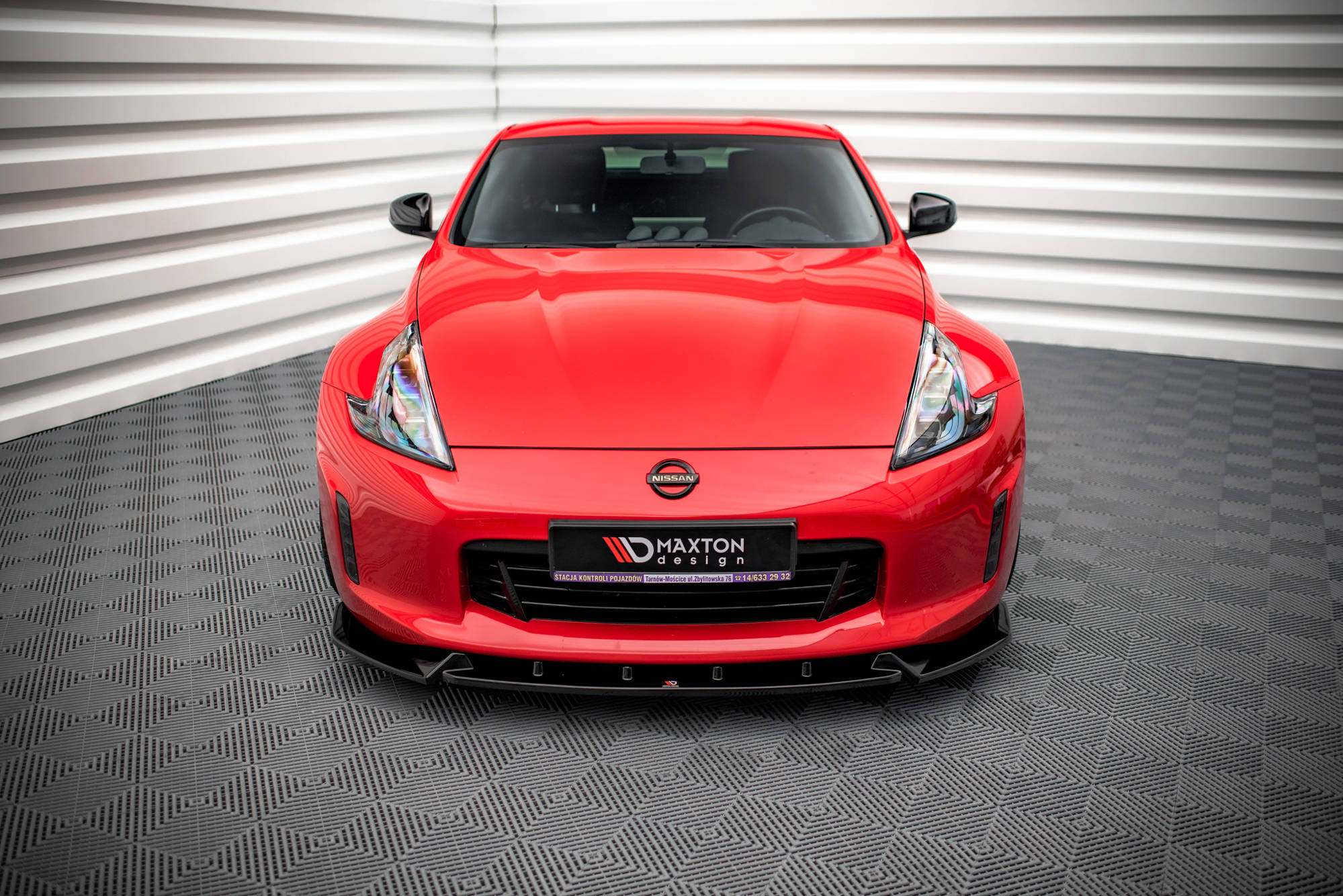 Maxton Design Street+ Spoilerlippe Front Ansatz V.3 passend für Nissan 370Z Facelift schwarz Hochglanz