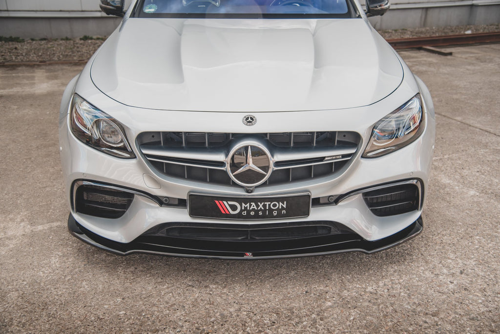 Maxton Design Street+ Spoilerlippe Front Ansatz V.1 passend für Mercedes-Benz E63 AMG Kombi/Limousine S213/W213 schwarz Hochglanz