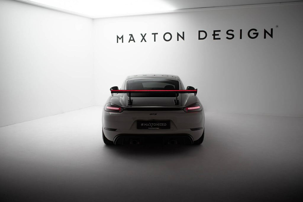 Maxton Design Carbon Spoiler With Internal Brackets Uprights V.1 + LED Porsche 718 Cayman 982c für Porsche Cayman 982c