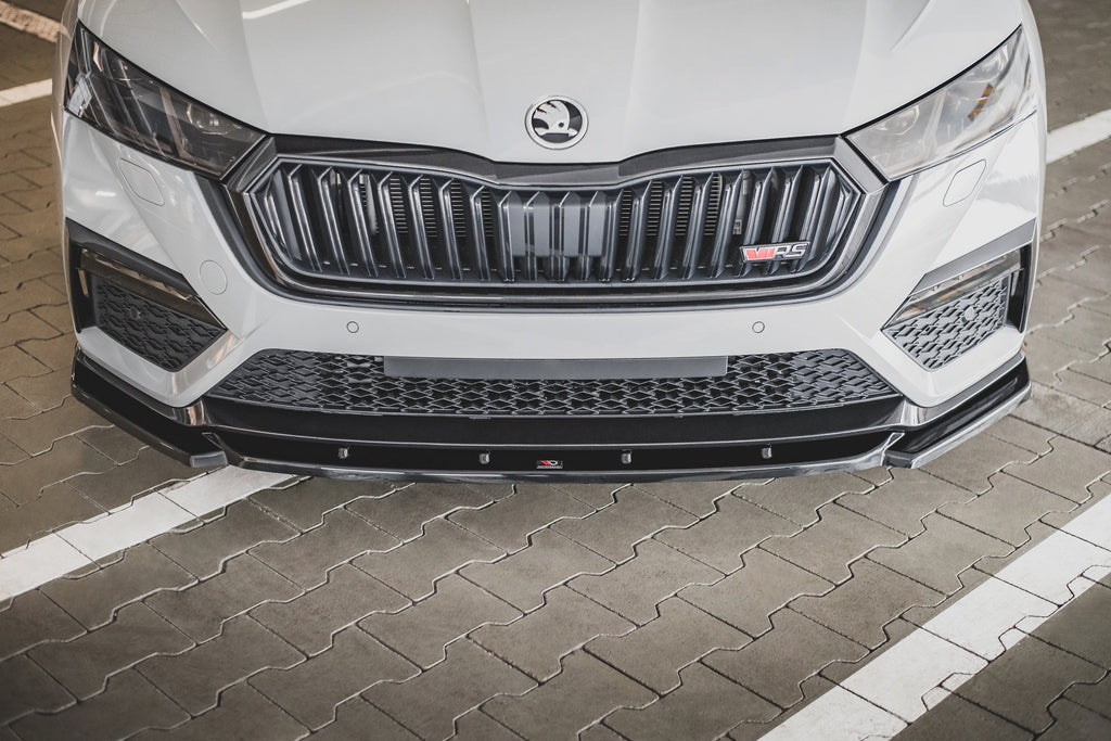 Maxton Design Street+ Spoilerlippe Front Ansatz V.3 passend für Skoda Octavia RS Mk4 schwarz Hochglanz
