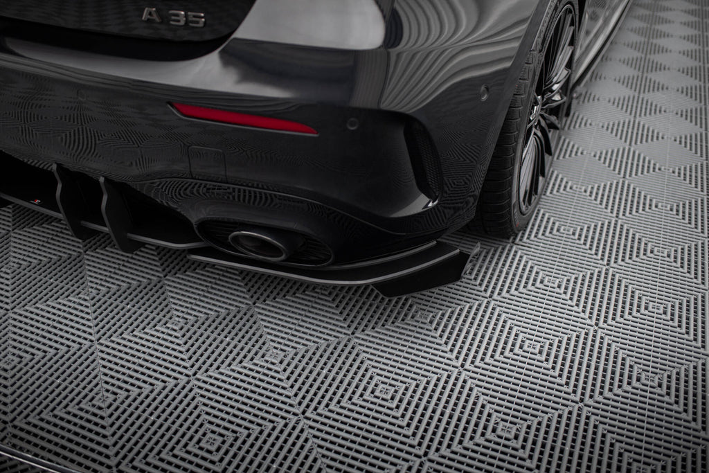 Maxton Design Street Pro Heck Ansatz Flaps Diffusor + Flaps passend für Mercedes-AMG A35 Hatchback W177 schwarz Hochglanz