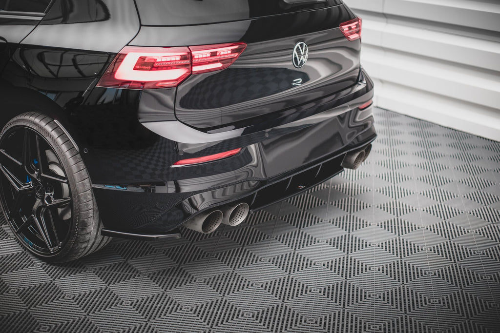 Maxton Design Heck Ansatz Flaps Diffusor V.1 passend für VW Golf R Hatchback Mk8 Facelift schwarz Hochglanz