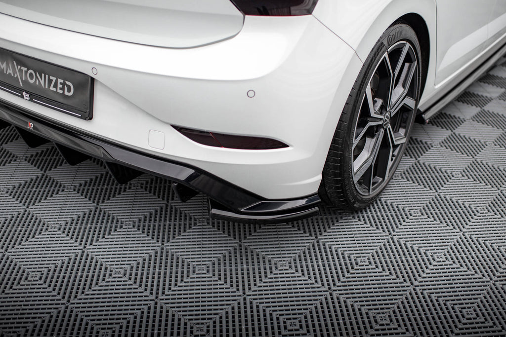 Maxton Design Heck Ansatz Flaps Diffusor passend für VW Polo GTI Mk6 Facelift schwarz Hochglanz