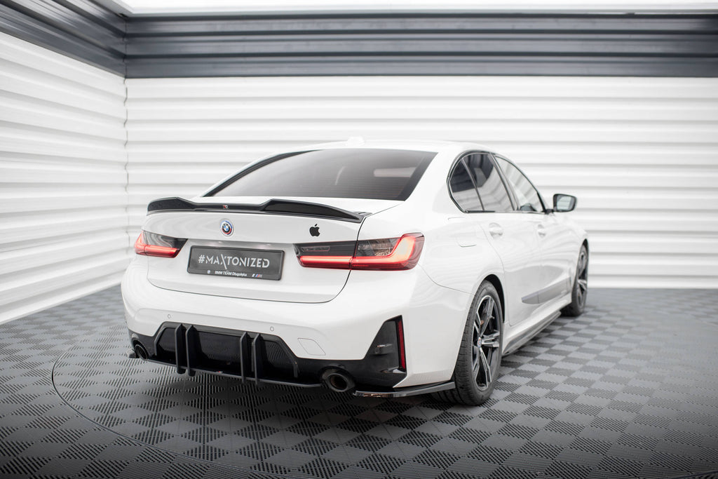 Maxton Design Heck Ansatz Flaps Diffusor passend für BMW M-Paket G20 / G21 Facelift schwarz Hochglanz