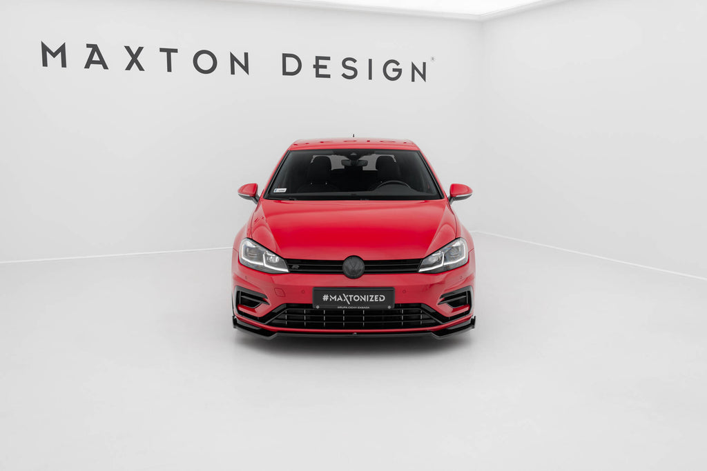 Maxton Design Street+ Spoilerlippe Front Ansatz V.2 passend für VW Golf R / R-Line Mk7 Facelift schwarz Hochglanz