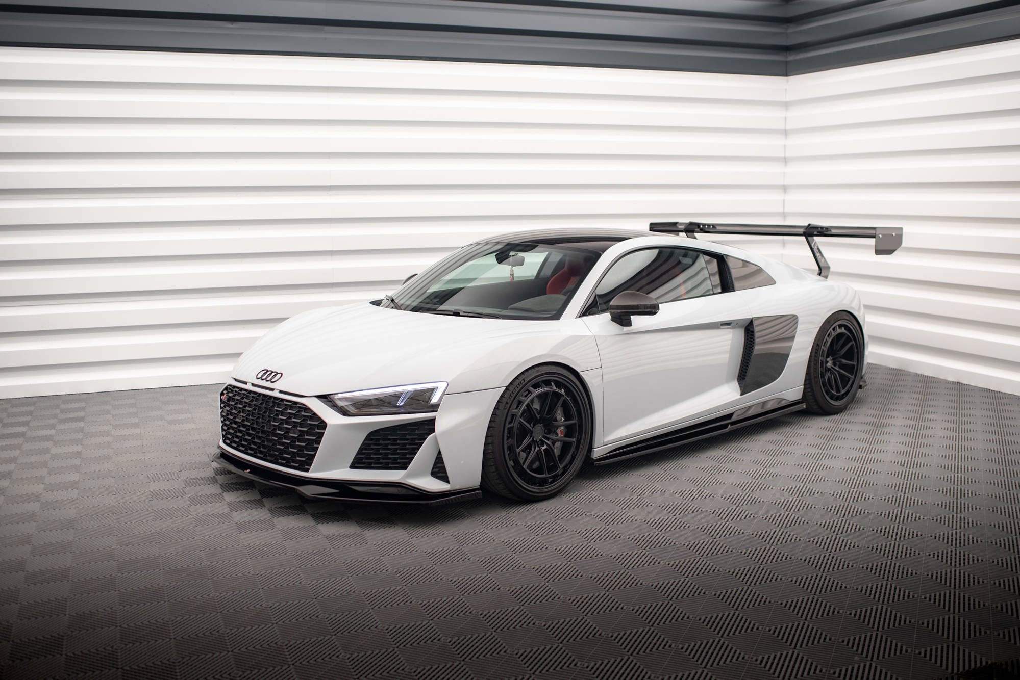 Maxton Design Street+ Seitenschweller Leisten V.2 passend für Audi R8 Mk2 Facelift schwarz Hochglanz