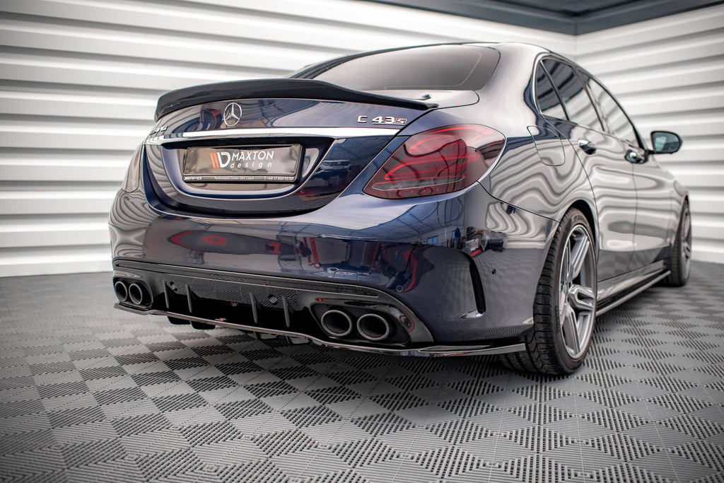 Maxton Design Street+ Mittlerer Diffusor RACE passend für Mercedes-AMG C 43 Limousine W205 Facelift schwarz Hochglanz