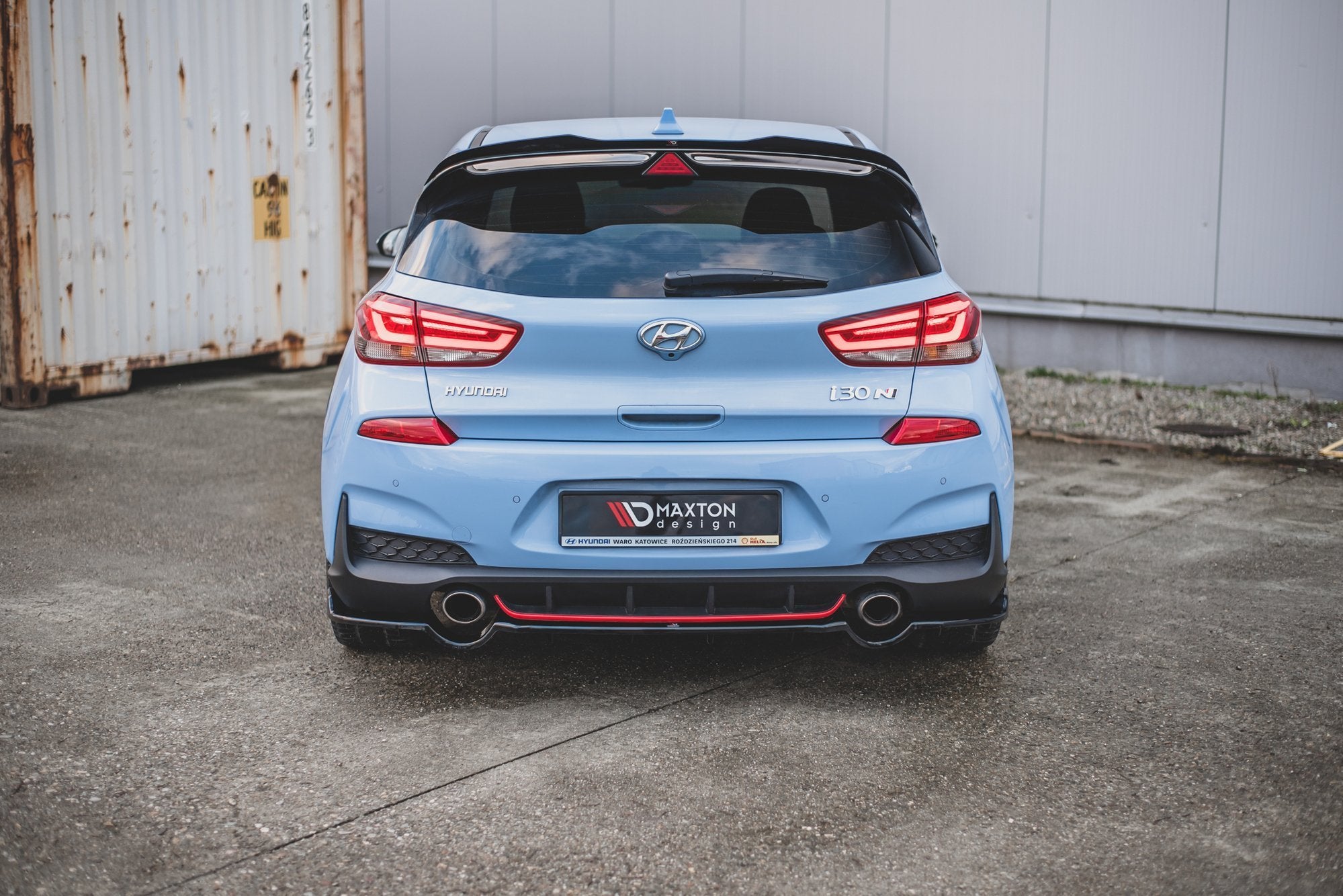 Maxton Design Street+ Mittlerer Diffusor RACE passend für Hyundai I30 N Mk3 Hatchback schwarz Hochglanz
