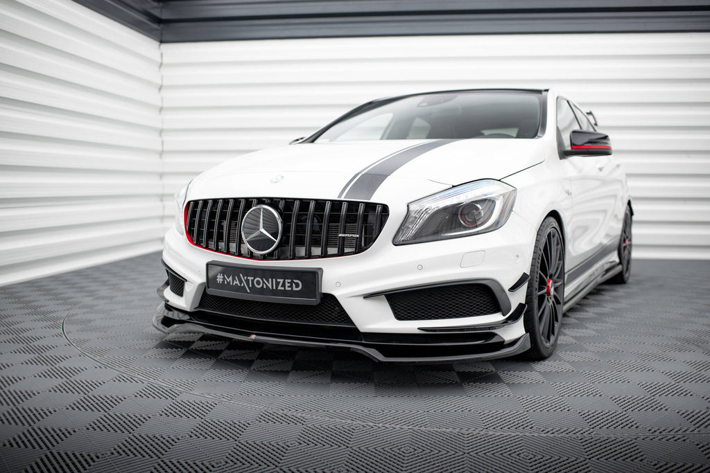 Maxton Design Street+ Spoilerlippe Front Ansatz V.4 passend für Mercedes-Benz A45 AMG W176 schwarz Hochglanz