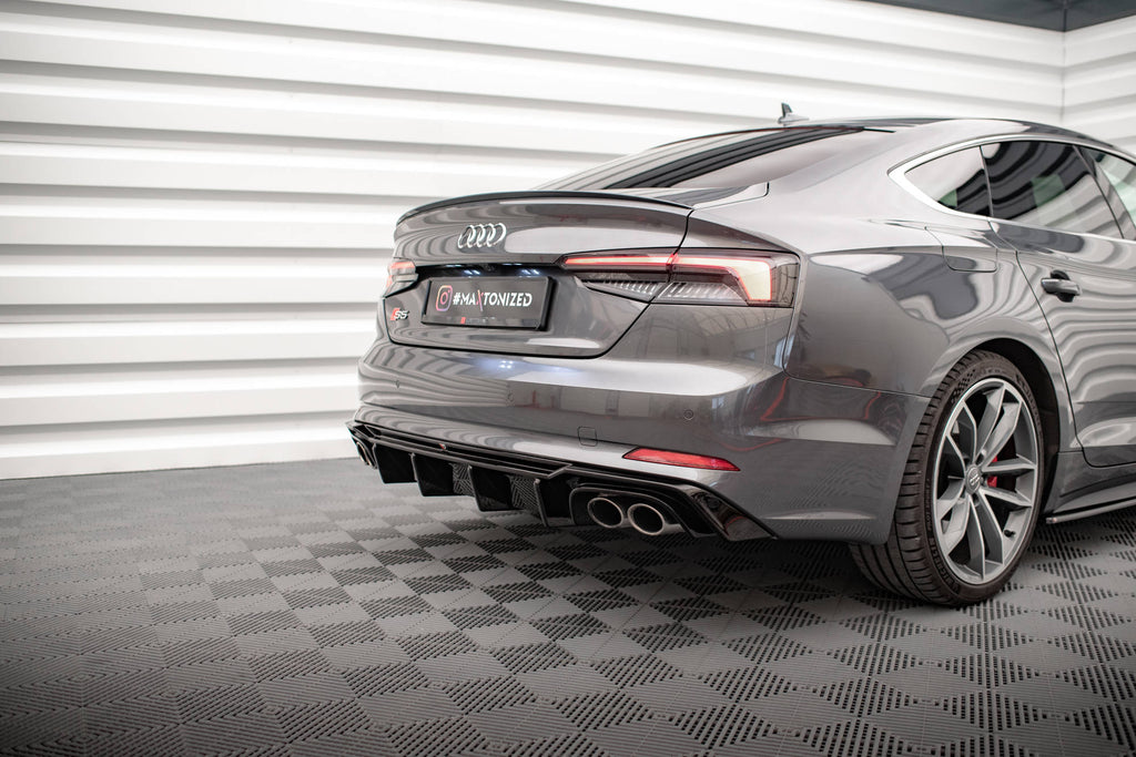Maxton Design Diffusor Heck Ansatz passend für Audi S5 F5 Coupe / Sportback schwarz Hochglanz