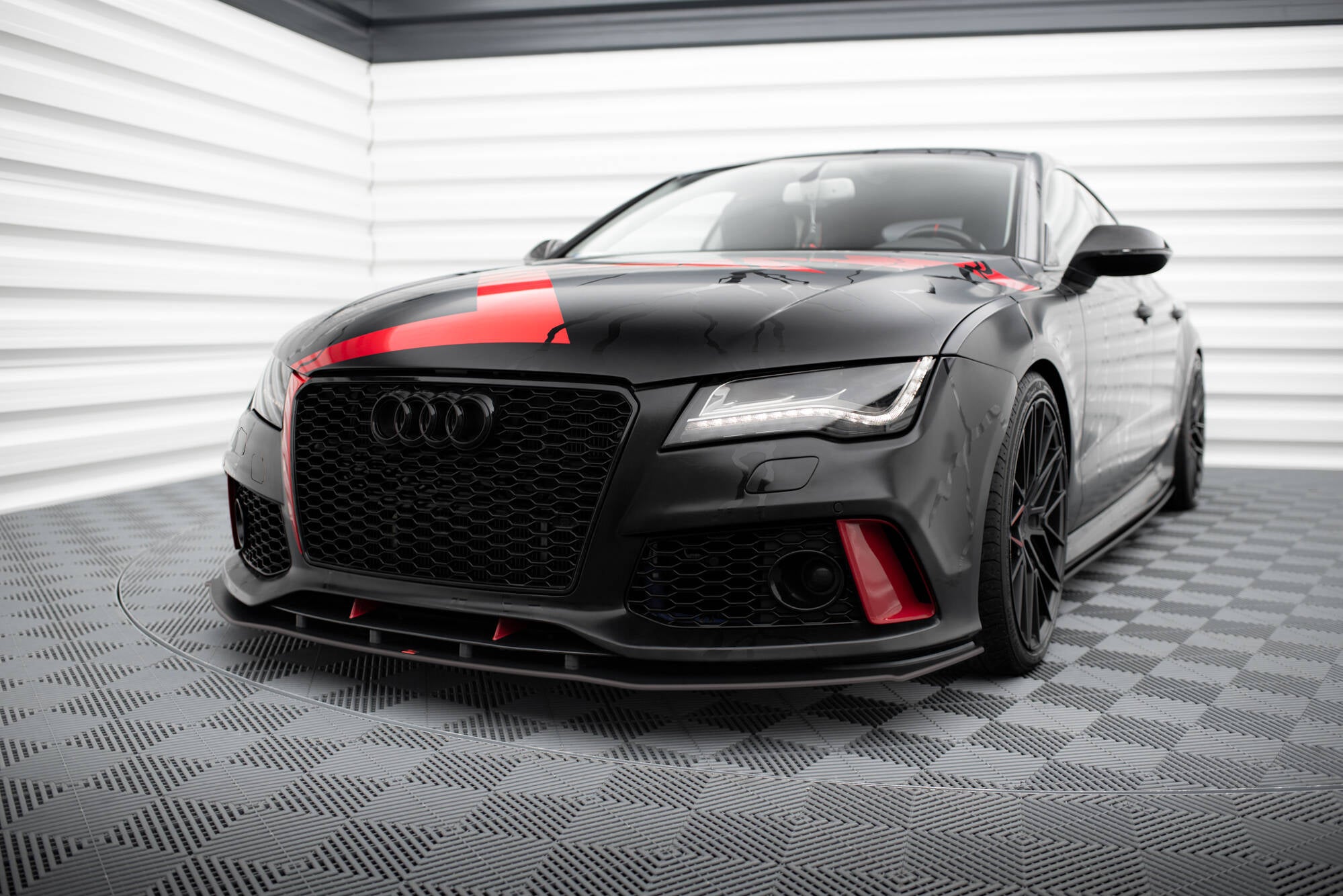 Maxton Design Street Pro Street+ Spoilerlippe Front Ansatz passend für Audi A7 RS7 Look C7