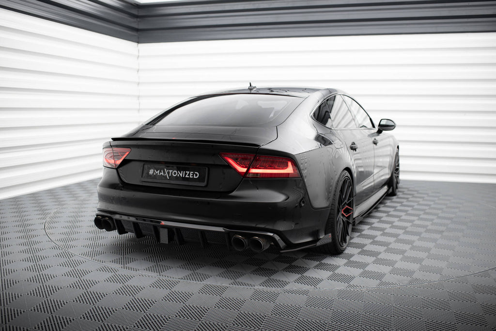 Maxton Design Hintere Seiten Flaps Passend für Audi A7 S-Line C7 Schwarz Hochglanz