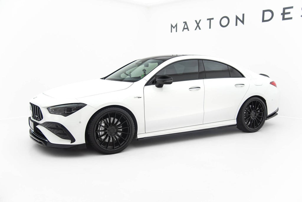 Maxton Design Street+ Seitenschweller Leisten passend für Mercedes-AMG CLA 35 / 45 Coupe / Shooting Brake C118 Facelift / X118 Facelift schwarz Hochglanz