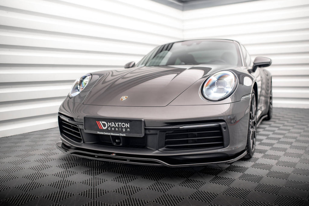 Maxton Design Street+ Spoilerlippe Front Ansatz passend für Porsche 911 Carrera 4S 992 schwarz Hochglanz