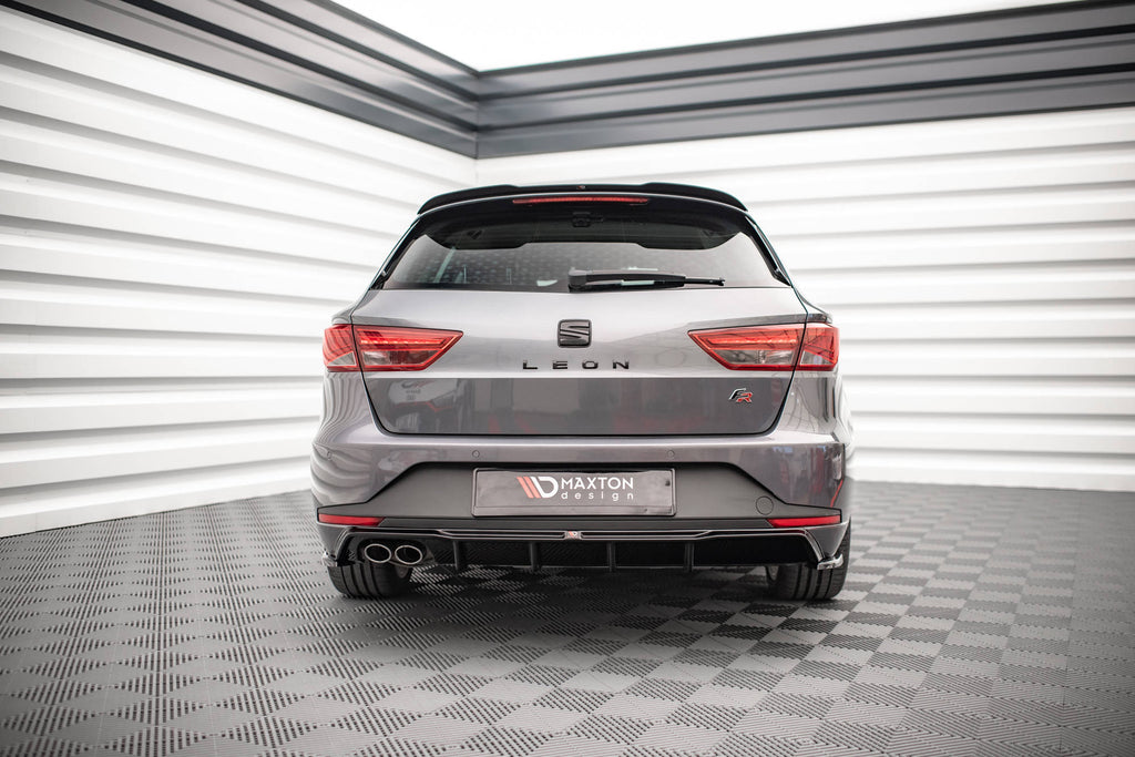 Maxton Design Diffusor Heck Ansatz passend für Seat Leon FR Sportstourer Mk3 schwarz Hochglanz