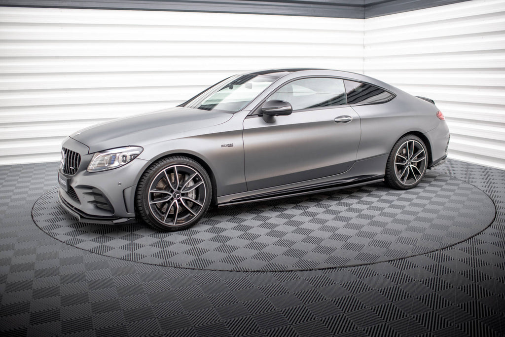 Maxton Design Street+ Seitenschweller Leisten passend für Mercedes-AMG C43 Coupe / Cabrio C205 Facelift / A205 Facelift schwarz Hochglanz