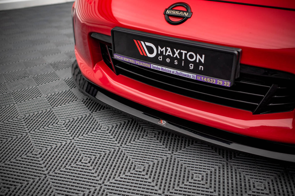 Maxton Design Street+ Spoilerlippe Front Ansatz V.1 passend für Nissan 370Z Facelift schwarz Hochglanz