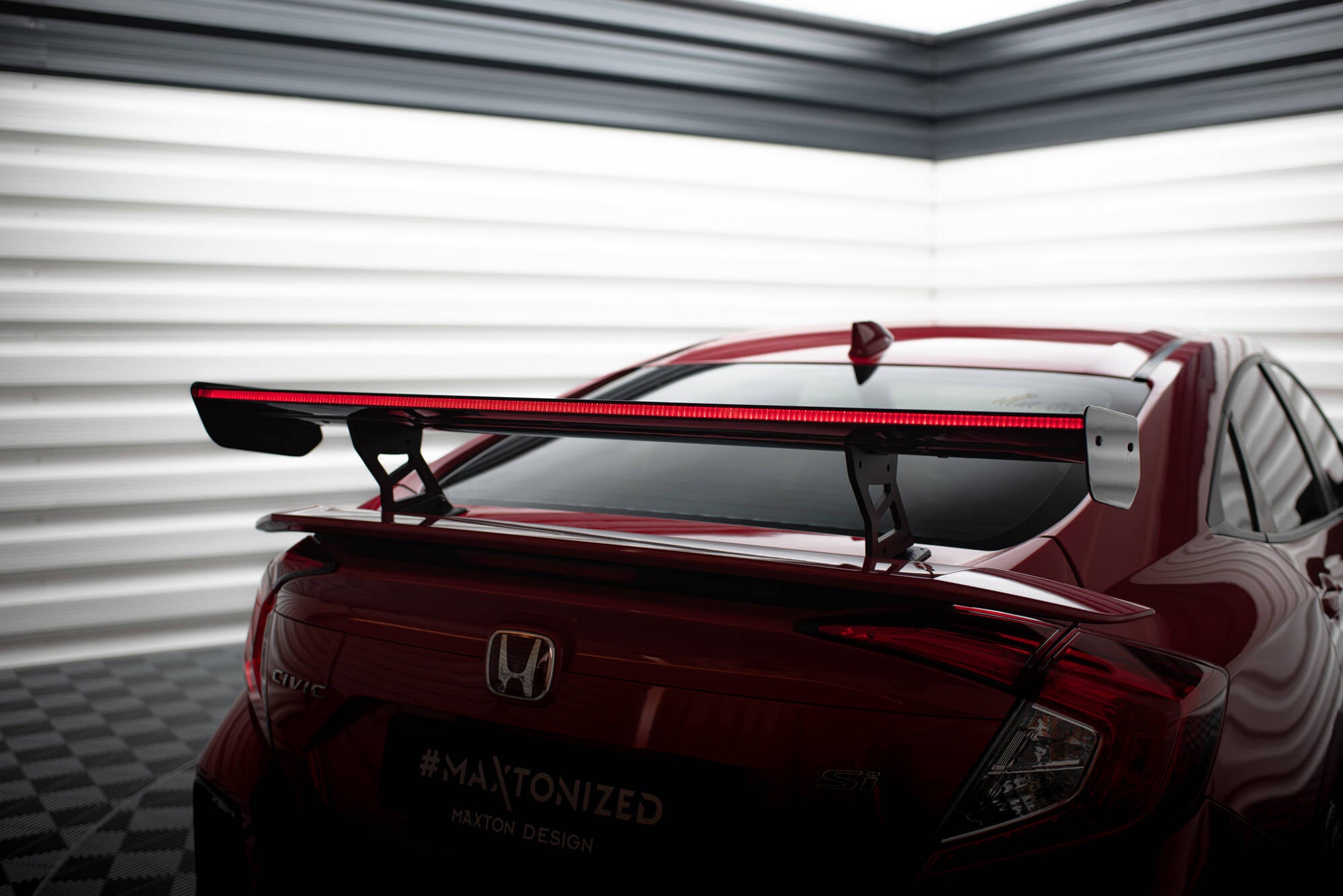 Maxton Design Carbon Spoiler With Internal Brackets Uprights + LED Honda Civic SI Mk10 für Honda Civic Mk10