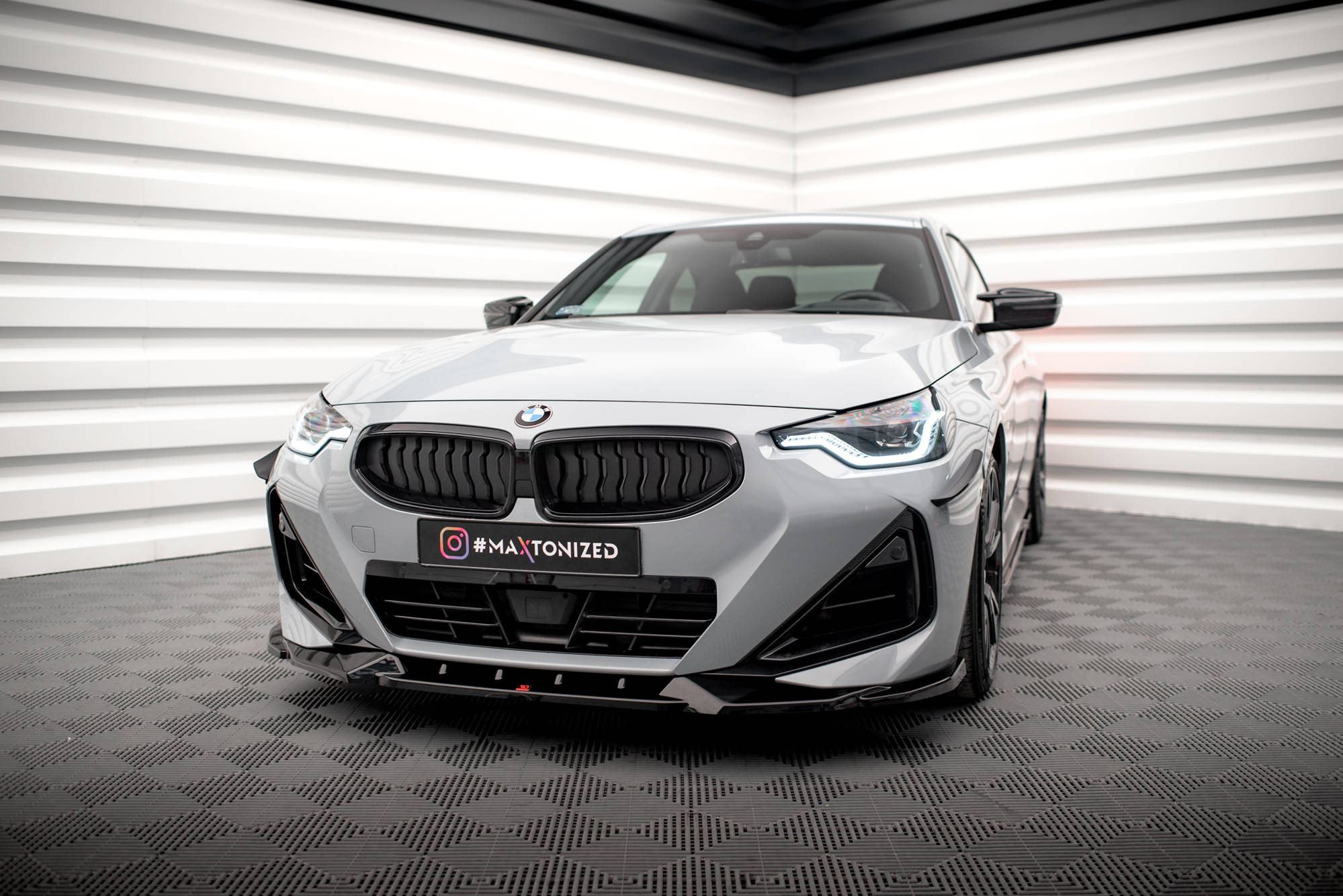 Maxton Design Street+ Spoilerlippe Front Ansatz V.2 passend für BMW 2 Coupe M-Paket / M240i G42 schwarz Hochglanz