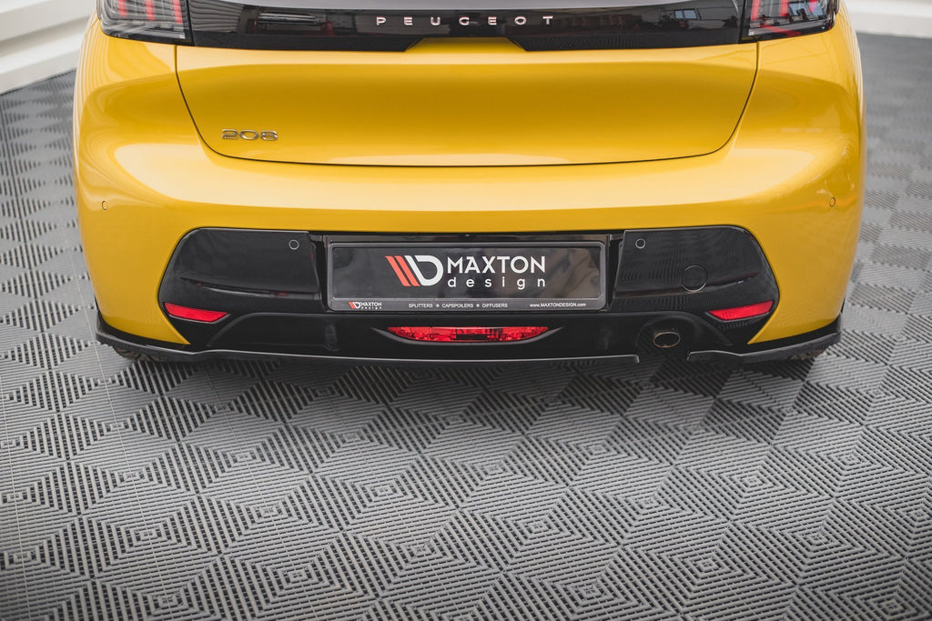 Maxton Design Heck Ansatz Flaps Diffusor passend für Peugeot 208 Mk2 schwarz Hochglanz