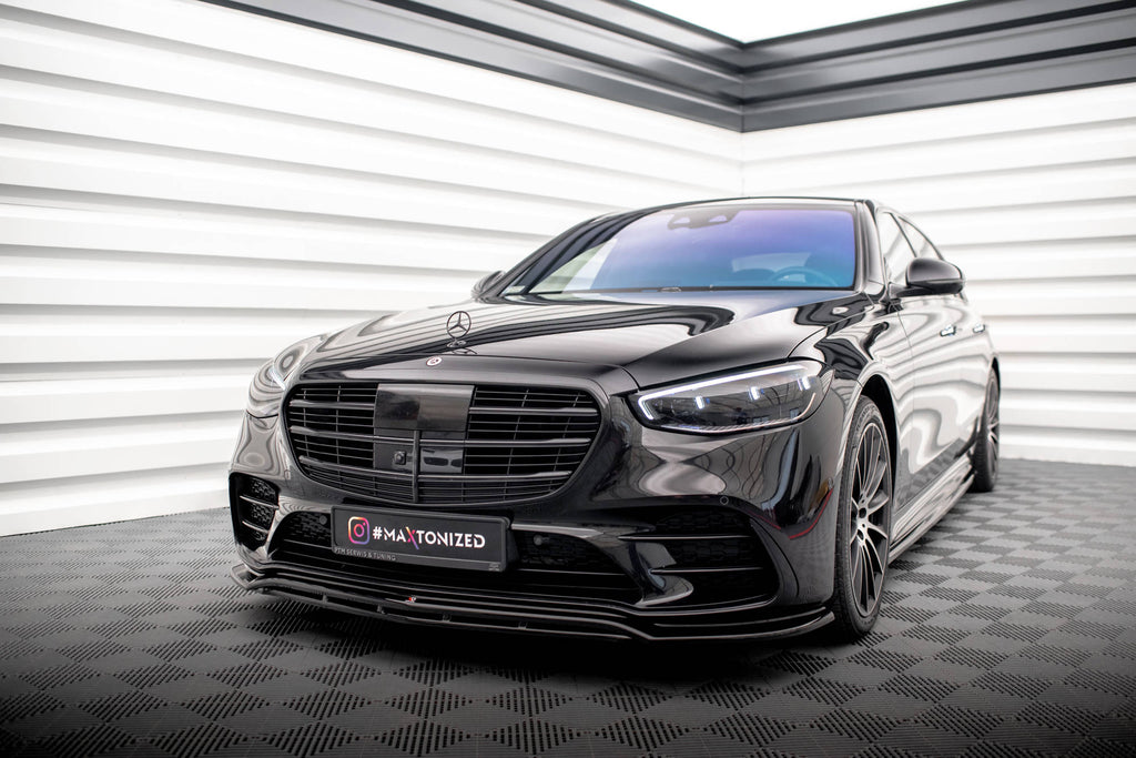 Maxton Design Street+ Spoilerlippe Front Ansatz passend für Mercedes-Benz S AMG-Line W223 schwarz Hochglanz