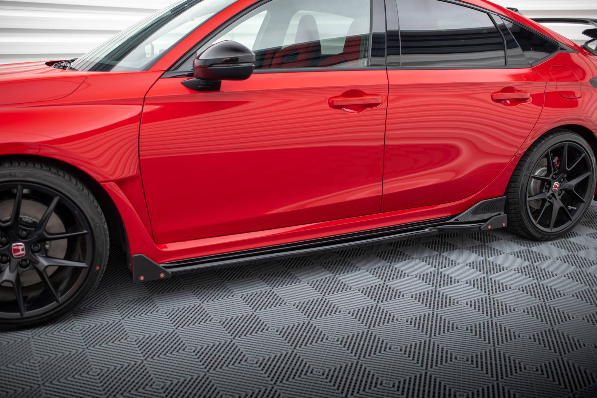Maxton Design Street+ Seitenschweller Leisten passend für V.1 + Flaps passend für Honda Civic Type-R Mk 11