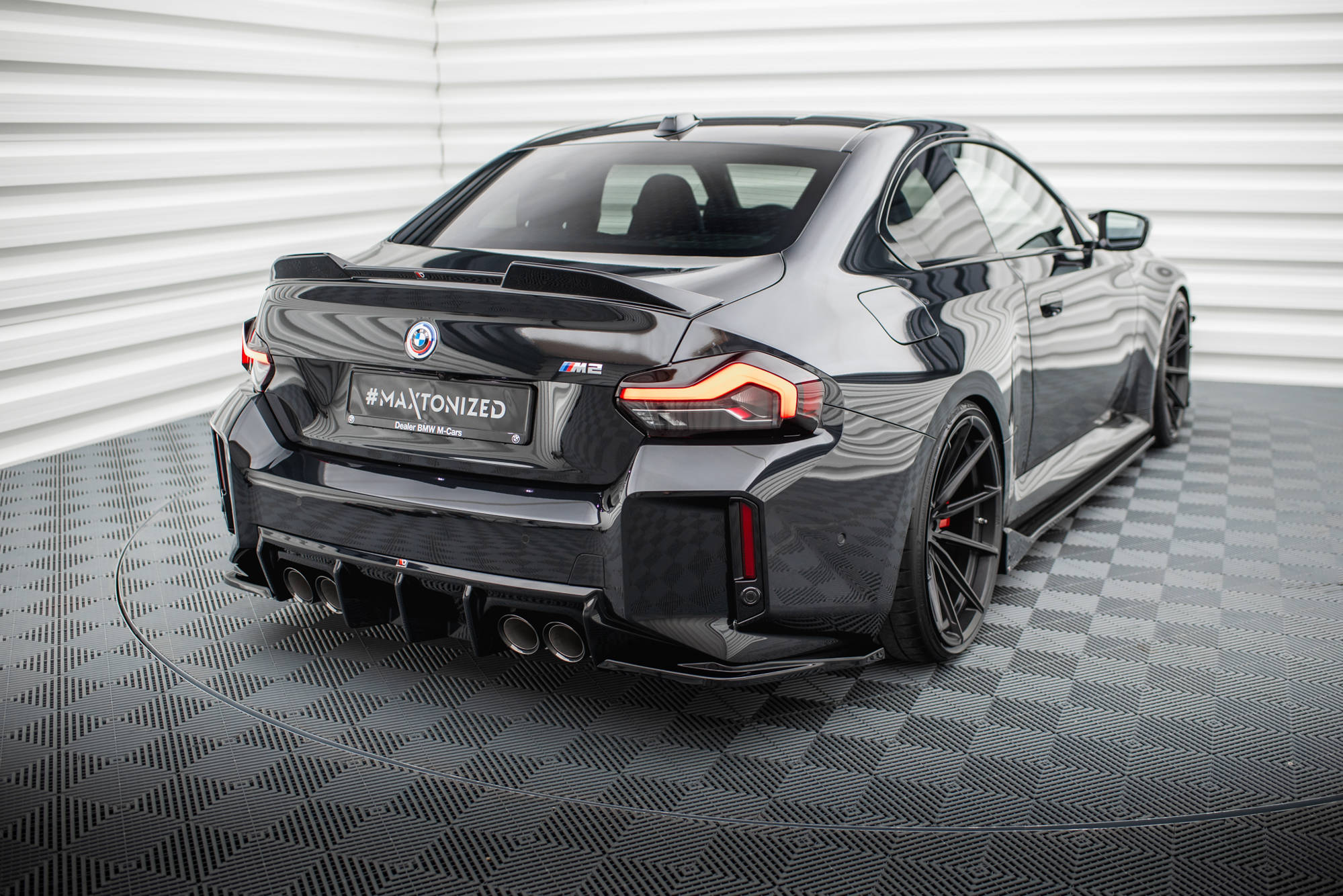 Maxton Design Heck Ansatz Flaps Diffusor V.3 passend für (Für heckansatz v.1) BMW M2 G87 schwarz Hochglanz