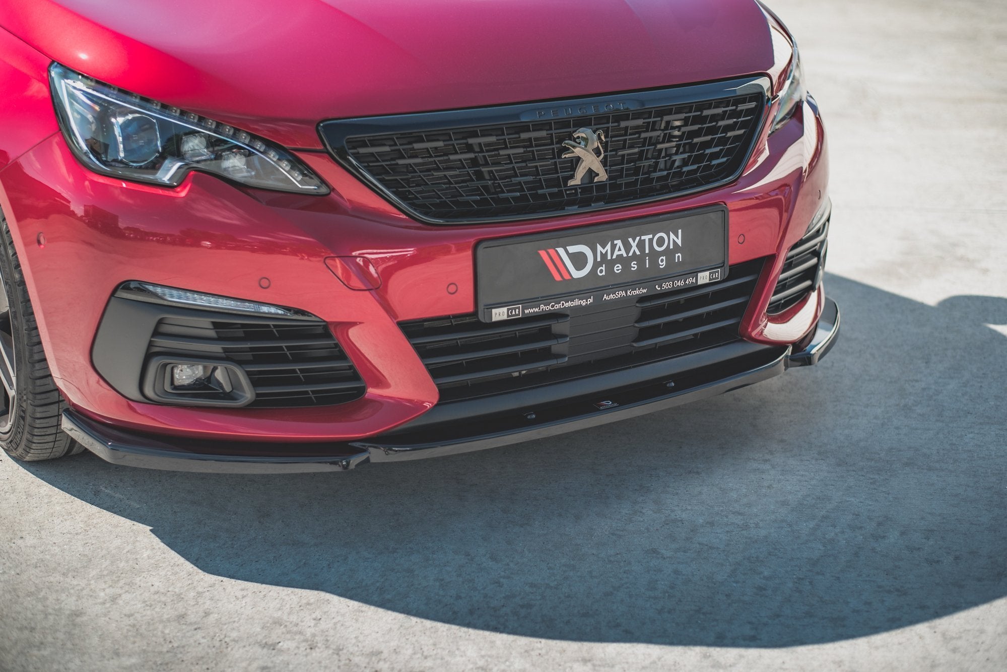 Maxton Design Street+ Spoilerlippe Front Ansatz V.2 passend für Peugeot 308 GT Mk2 Facelift schwarz Hochglanz