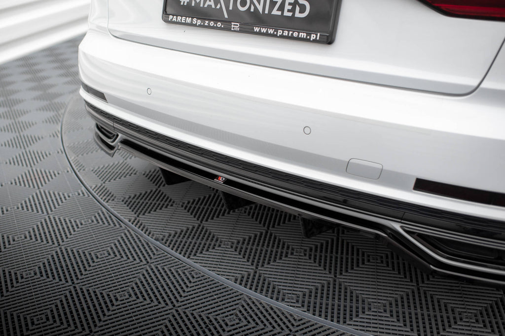 Maxton Design Street+ Mittlerer Diffusor RACE passend für Audi A8 S-Line D5 schwarz Hochglanz