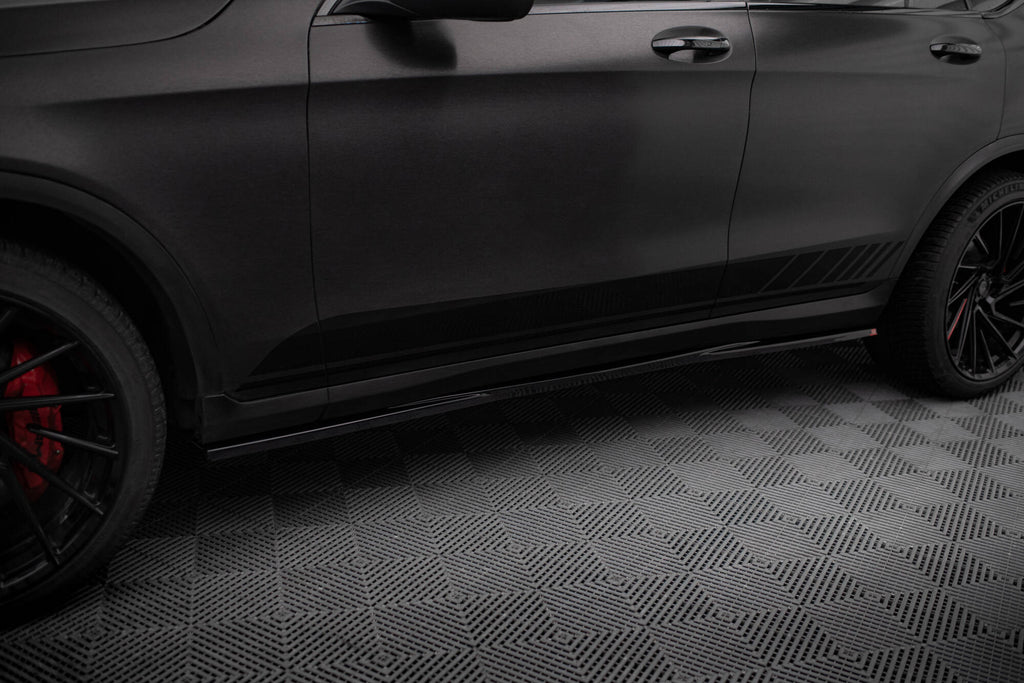 Maxton Design Street+ Seitenschweller Leisten passend für Mercedes-AMG GLC 43 / AMG-Line SUV X253 Facelift schwarz Hochglanz
