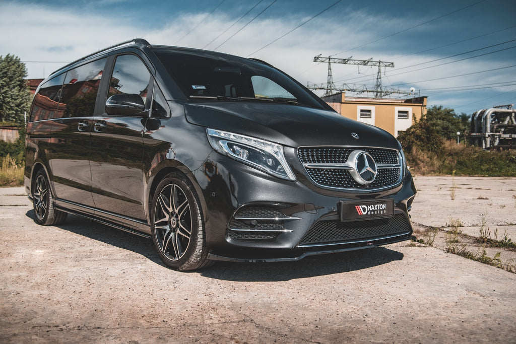 Maxton Design Street+ Spoilerlippe Front Ansatz V.4 passend für Mercedes-Benz V-Klasse AMG-Line W447 schwarz Hochglanz