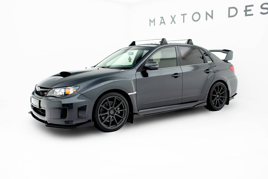 Maxton Design Street Pro Street+ Seitenschweller Leisten + Flaps passend für Subaru Impreza WRX STI Mk3 Facelift schwarz Hochglanz