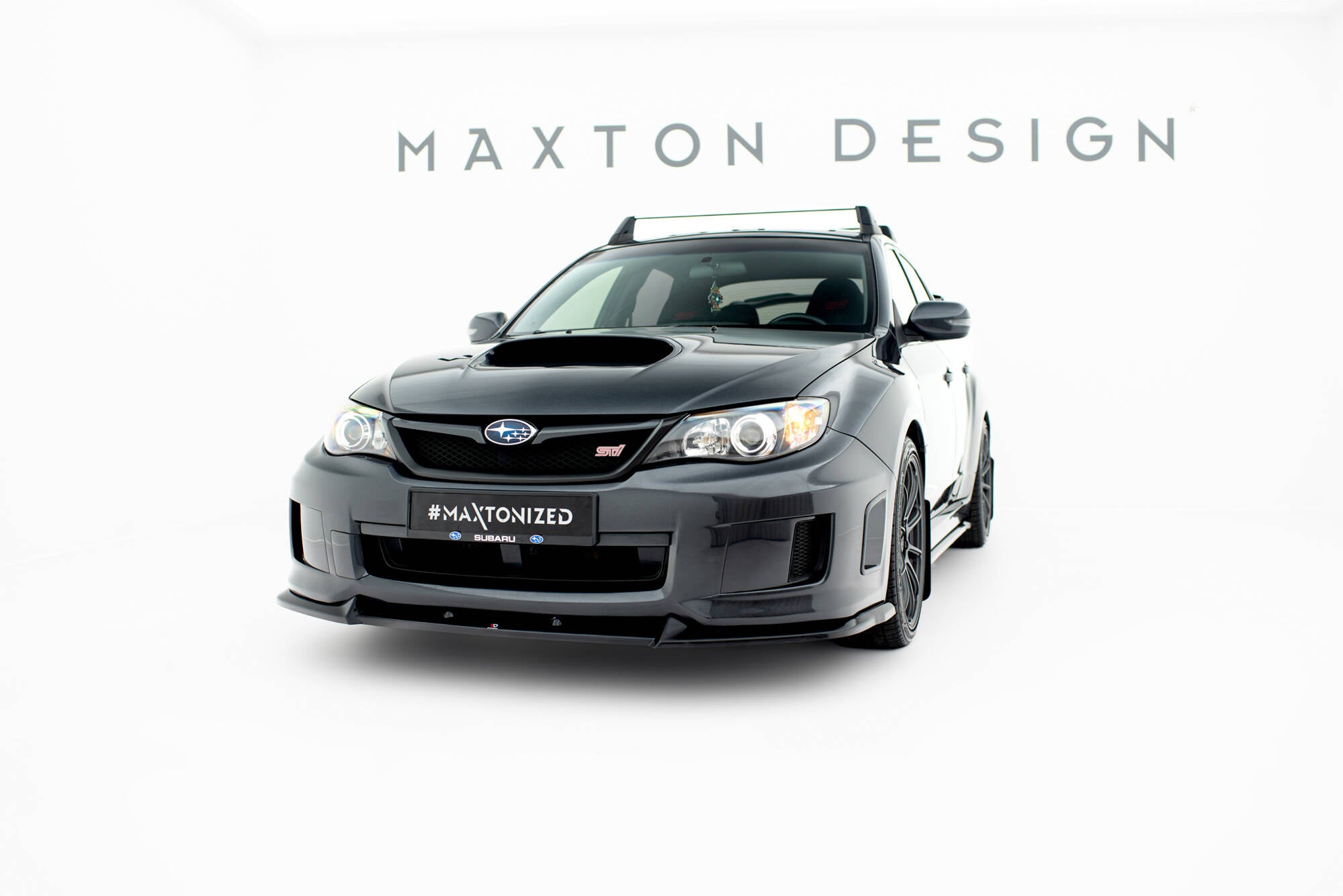 Maxton Design Street+ Spoilerlippe Front Ansatz V.2 passend für Subaru Impreza WRX STI Mk3 Facelift schwarz Hochglanz