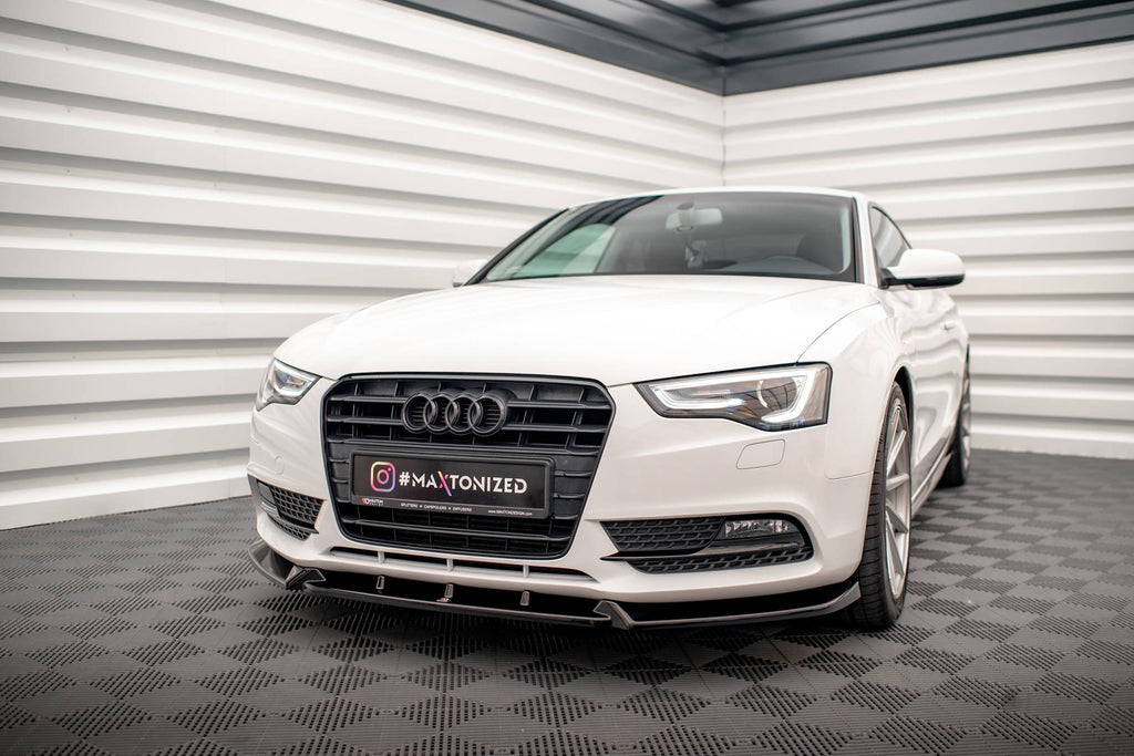 Maxton Design Street+ Spoilerlippe Front Ansatz V.1 passend für Audi A5 Coupe / Sportback 8T Facelift schwarz Hochglanz
