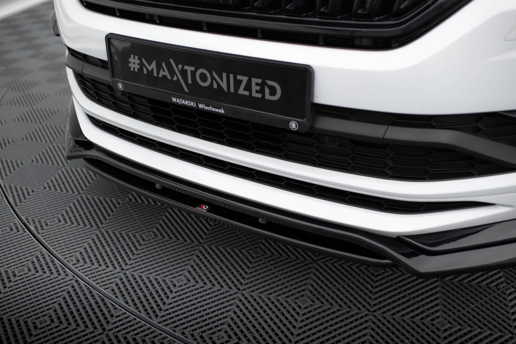 Maxton Design Street+ Spoilerlippe Front Ansatz passend für Skoda Kodiaq Mk1 Sportline/RS schwarz Hochglanz