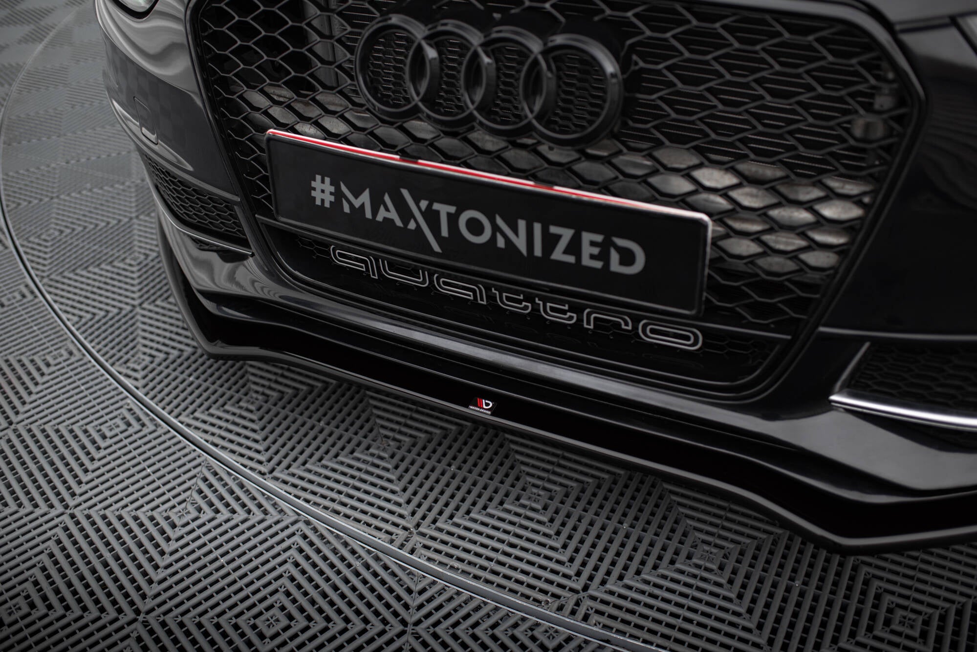 Maxton Design Street+ Spoilerlippe Front Ansatz V.2 passend für Audi A4 S-Line / S4 B8 Facelift schwarz Hochglanz