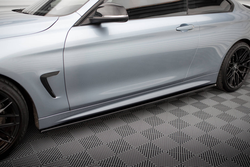 Maxton Design Street+ Seitenschweller Leisten passend für BMW 4er Coupe / Gran Coupe / Cabrio M-Paket F32 / F36 / F33 schwarz Hochglanz
