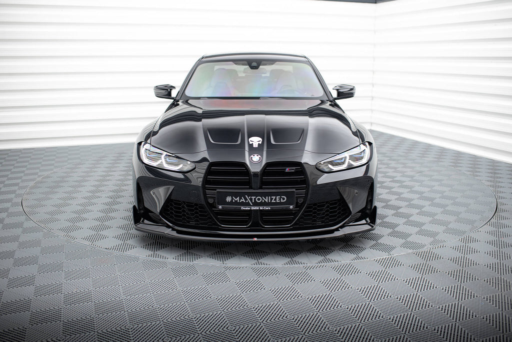 Maxton Design Street+ Spoilerlippe Front Ansatz V.4 passend für CSL Look BMW M3 Limousine / Touring G80 / G81 schwarz Hochglanz