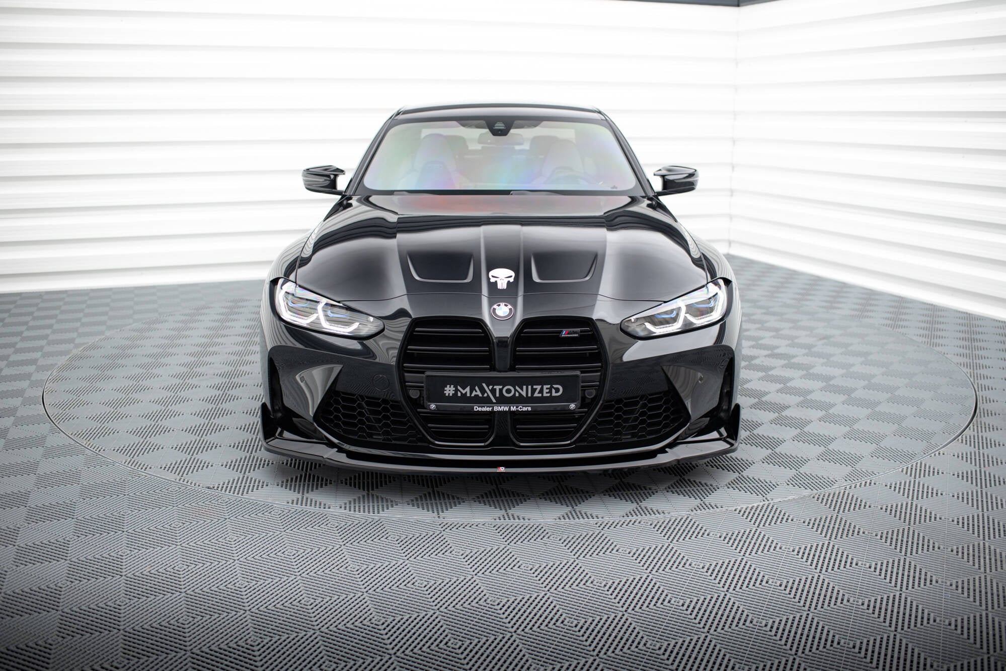 Maxton Design Street+ Spoilerlippe Front Ansatz V.4 passend für CSL Look BMW M3 Limousine / Touring G80 / G81 schwarz Hochglanz