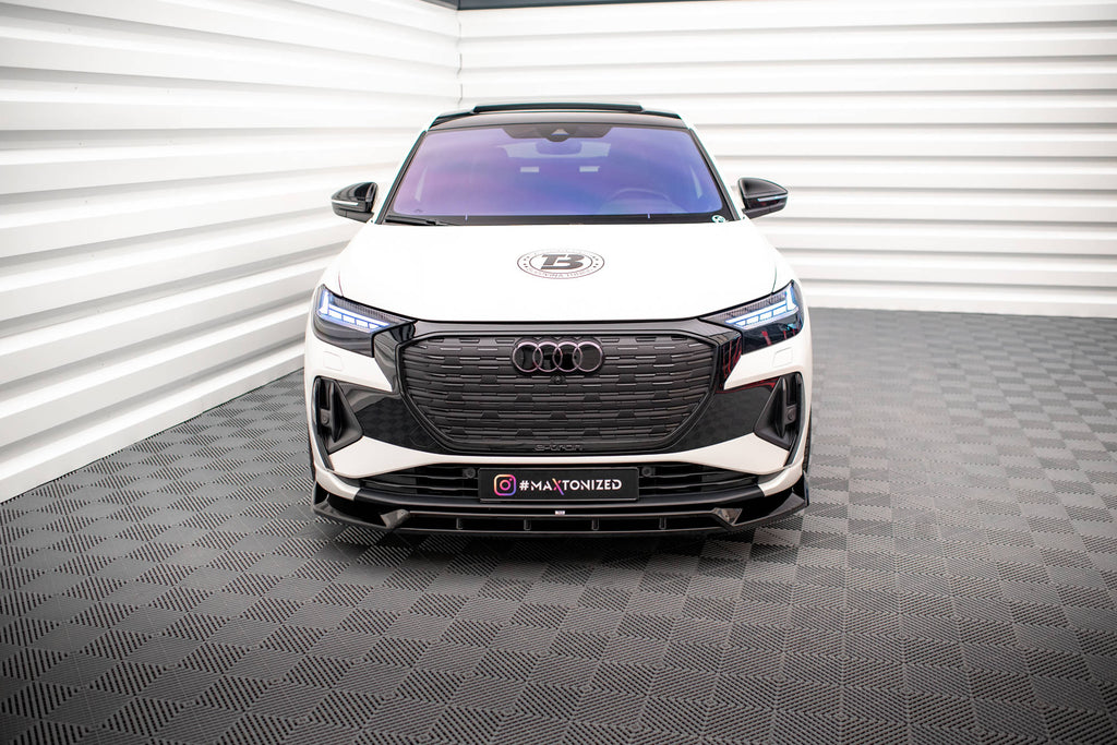 Maxton Design Street+ Spoilerlippe Front Ansatz V.2 passend für Audi Q4 e-tron Sportback S-line Mk1 schwarz Hochglanz