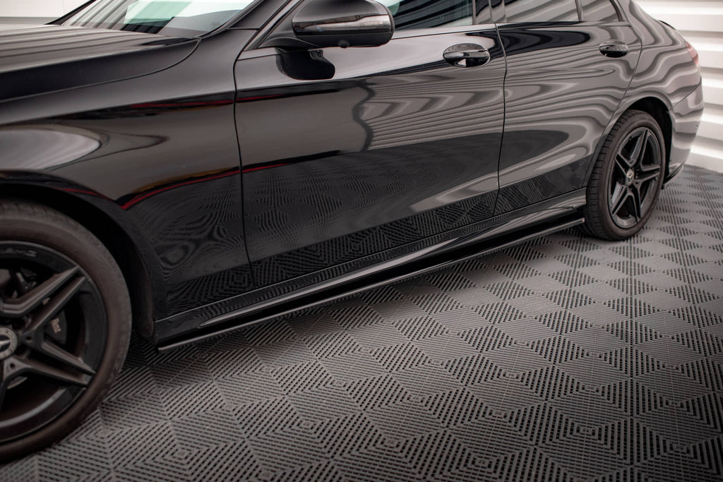 Maxton Design Street+ Seitenschweller Leisten passend für Mercedes-Benz C43 / C AMG-Line Limousine / Kombi W205 / S205 Facelift schwarz Hochglanz