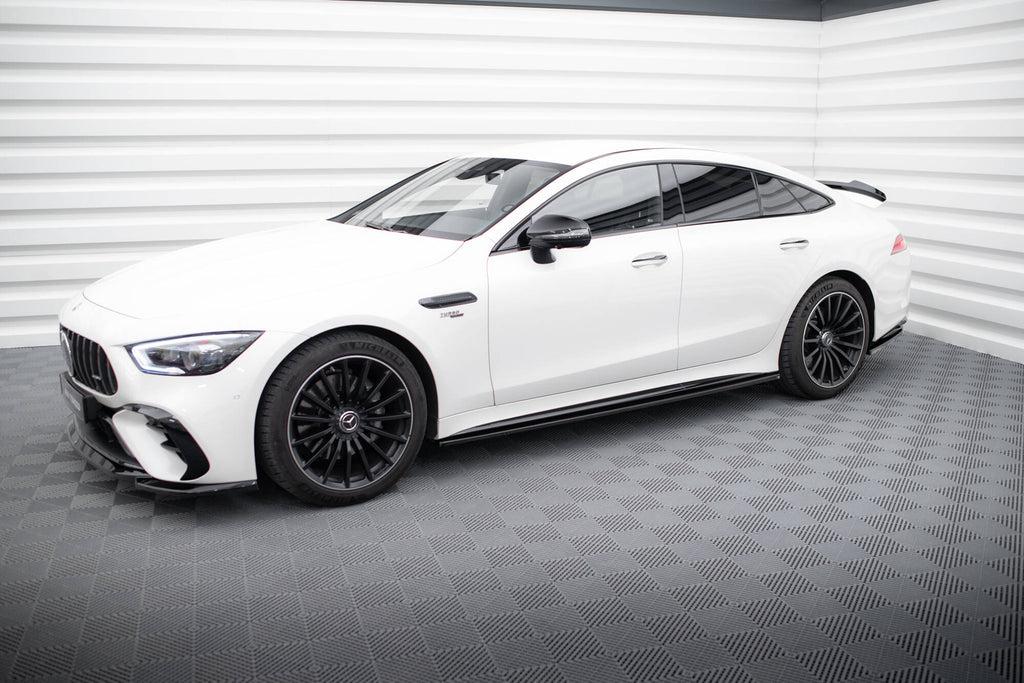 Maxton Design Street+ Seitenschweller Leisten passend für Mercedes-AMG GT 43 4 Door Coupe V8 Styling Package X290 schwarz Hochglanz