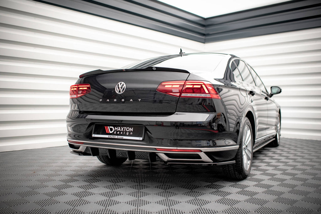 Maxton Design Diffusor Heck Ansatz passend für VW Passat B8 Facelift schwarz Hochglanz