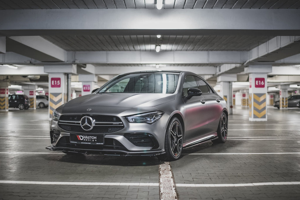 Maxton Design Street+ Spoilerlippe Front Ansatz V.2 passend für Mercedes-AMG CLA 35 Aero C118 schwarz Hochglanz