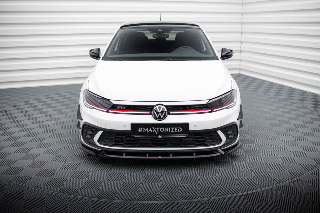 Maxton Design Street+ Spoilerlippe Front Ansatz V.2 passend für VW Polo GTI Mk6 Facelift schwarz Hochglanz