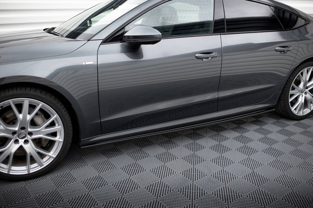 Maxton Design Street+ Seitenschweller Leisten passend für Audi A7 S-Line C8 / S7 C8 / C8 Facelift / S7 Facelift schwarz Hochglanz