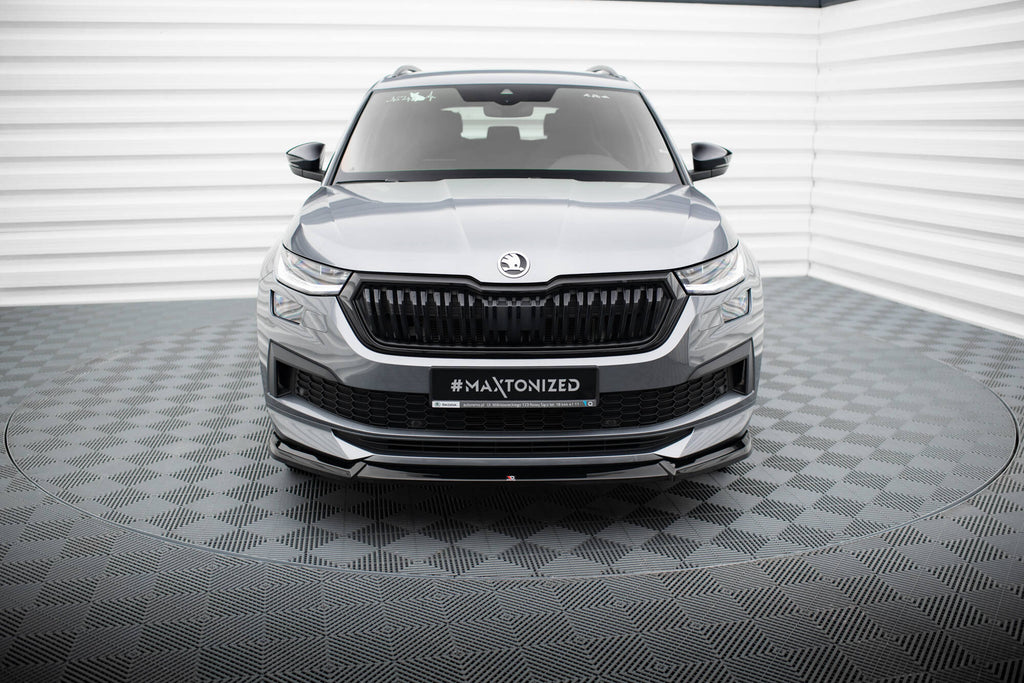 Maxton Design Street+ Spoilerlippe Front Ansatz V.1 passend für Skoda Kodiaq Sportline Mk1 Facelift schwarz Hochglanz