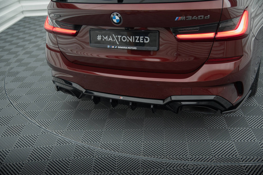 Maxton Design Diffusor Heck Ansatz für BMW M340i G20 / G21 (Passend für Fahrzeuge mit Anhängerkupplung) schwarz Hochglanz