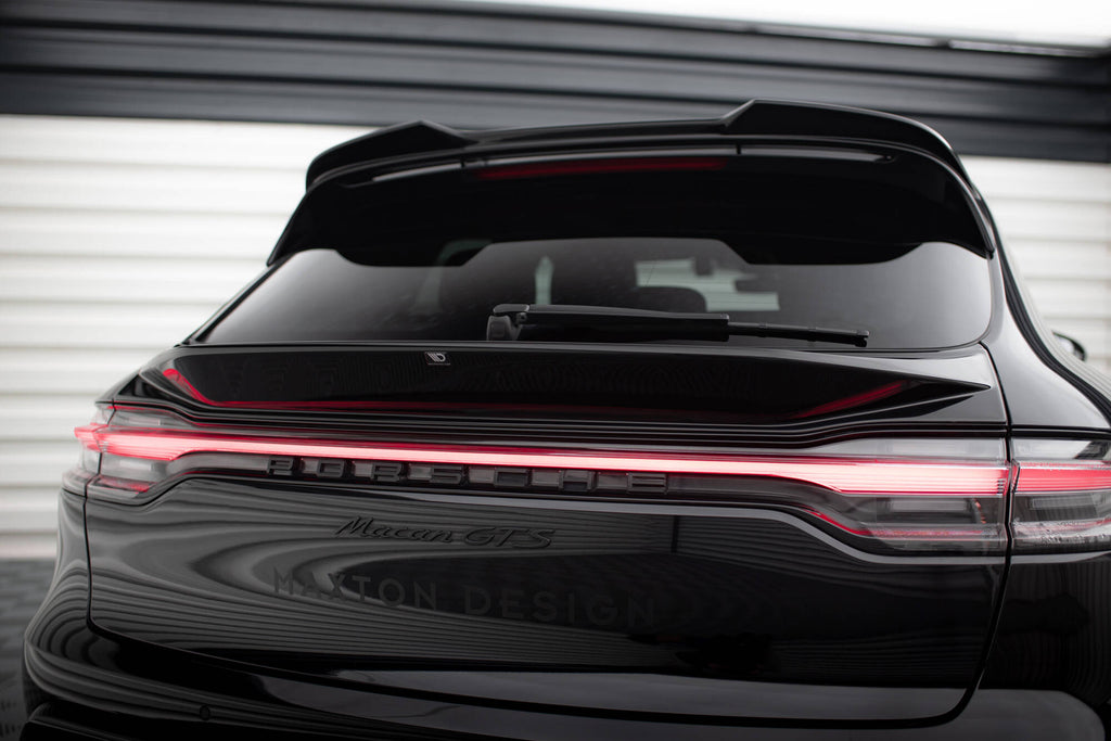 Maxton Design Niedriger Spoiler CAP 3D passend für Porsche Macan GTS / Standard / T Mk1 Facelift 2 schwarz Hochglanz