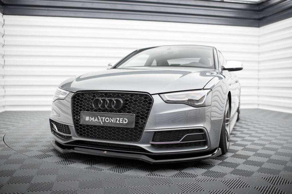 Maxton Design Street+ Spoilerlippe Front Ansatz V.4 passend für Audi S5 / A5 S-Line 8T Facelift schwarz Hochglanz